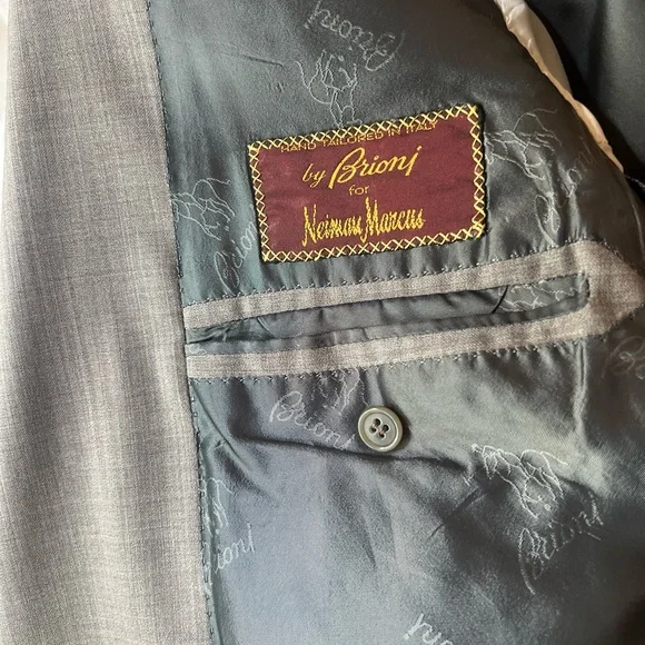 Brioni For Neiman Marcus Wool Blend Nomentano Jacket 40L Tan/grey